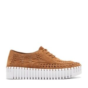 Anthropologie Tan Woven Platform Sneakers